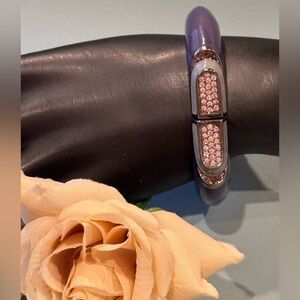 Cara New York NWOT Stylish Purple Hinged Bangle Adorned with Crystals